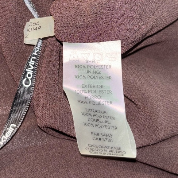 Calvin Klein Woman's Brown Printed Faux Wrap Top Blouse - Picture 6 of 7